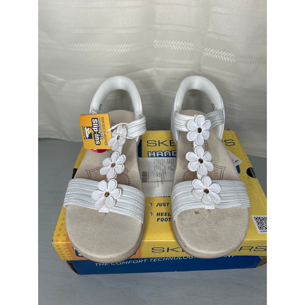 Skechers Reggae Slim Blooming Romance Slip-Ins Sandals White Size 9 - Picture 10 of 16
